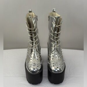 CHROME SPIKED PLATFORM BOOTS